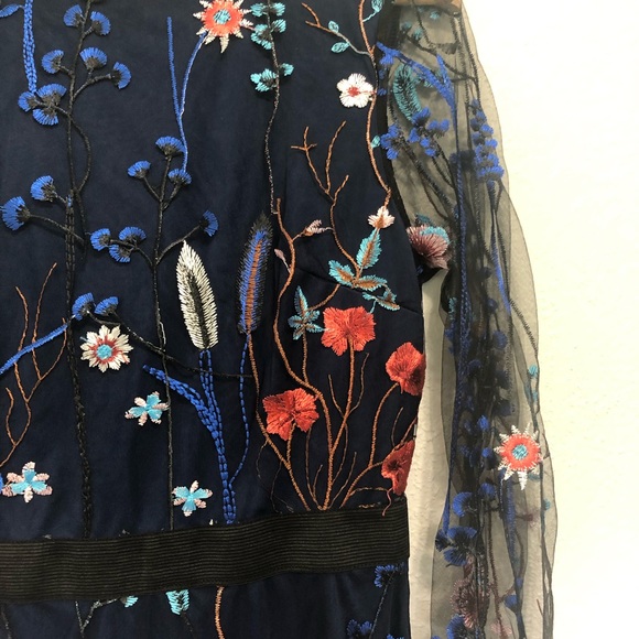 CBR Sheer Long Sleeve Floral Dress Size Large - Picture 5 of 12